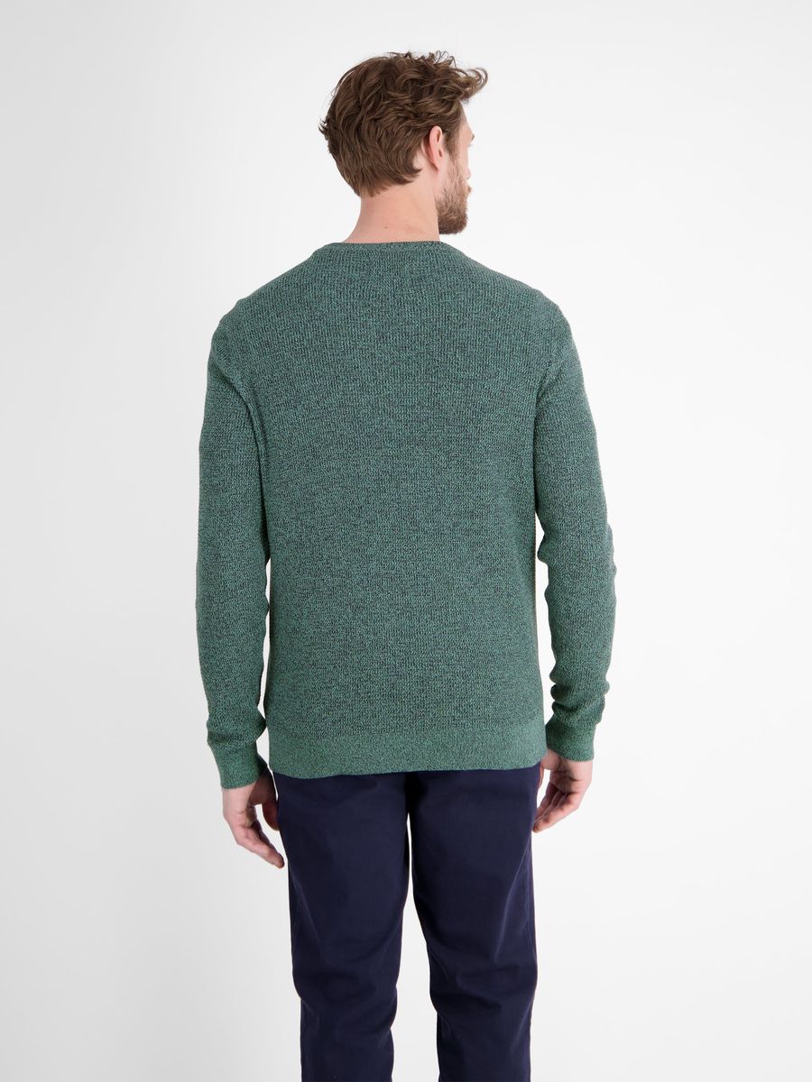 Strukturierter Baumwoll-Pullover mit Rundhalsausschnitt