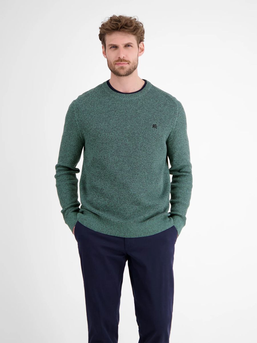 Strukturierter Baumwoll-Pullover mit Rundhalsausschnitt