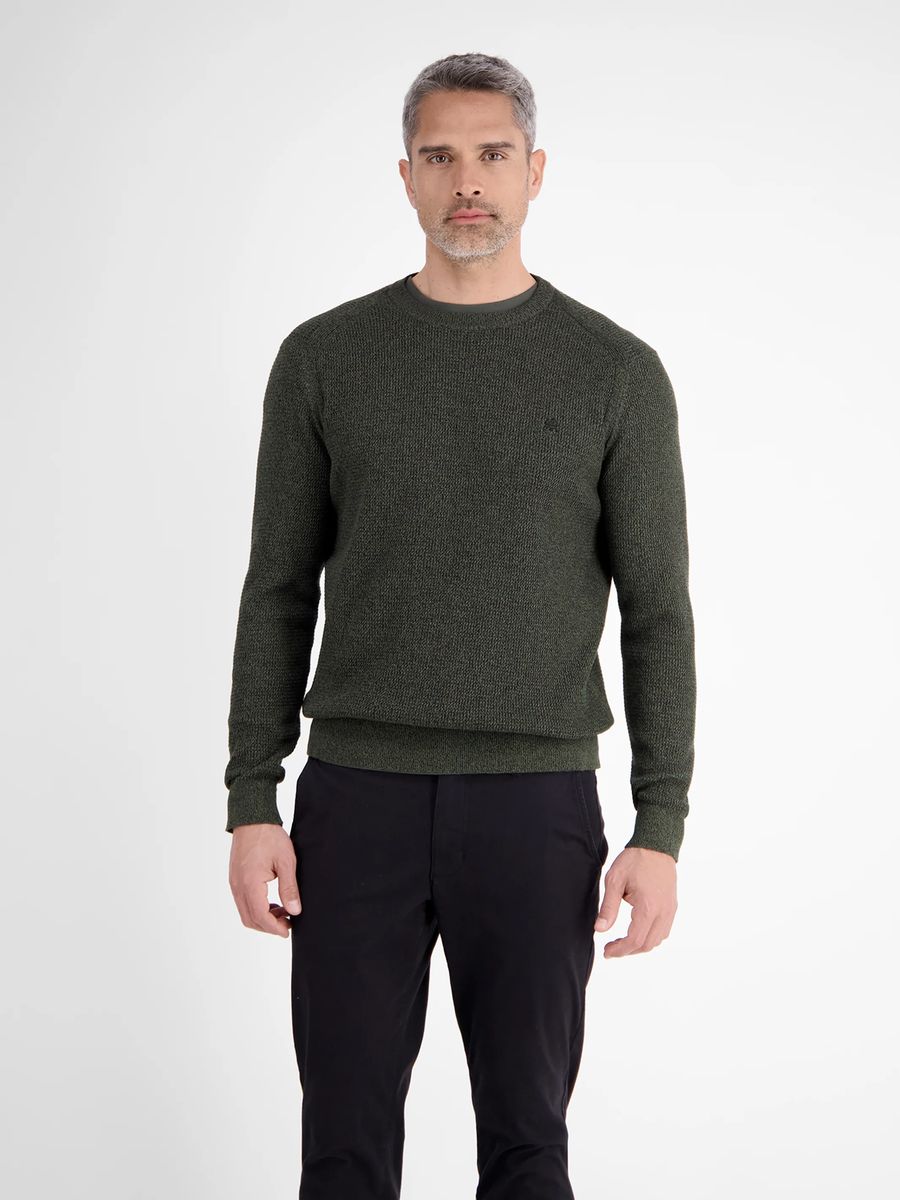 Strukturierter Baumwoll-Pullover mit Rundhalsausschnitt
