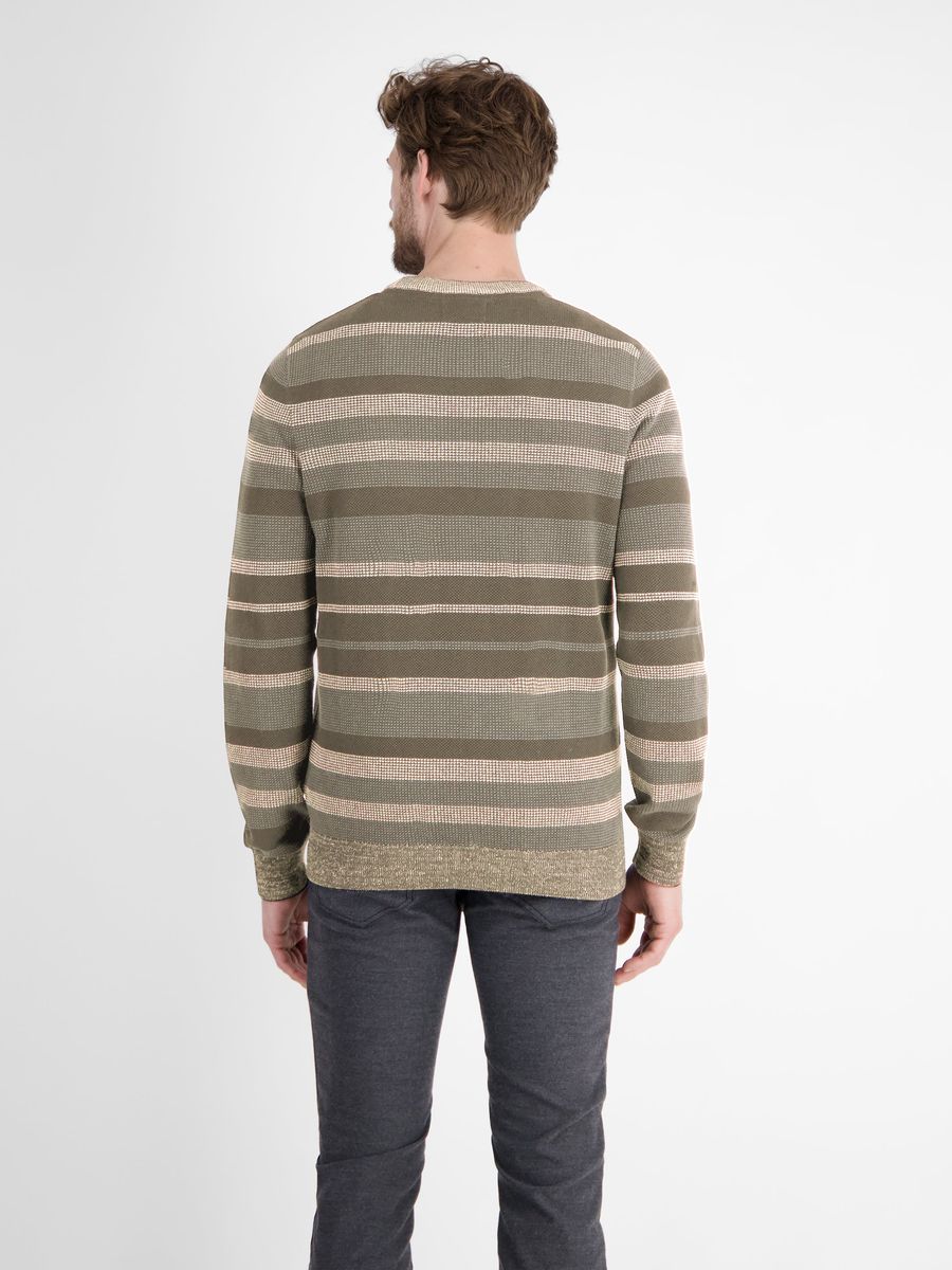 Gestreifter Strickpullover mit Rundhalsausschnitt
