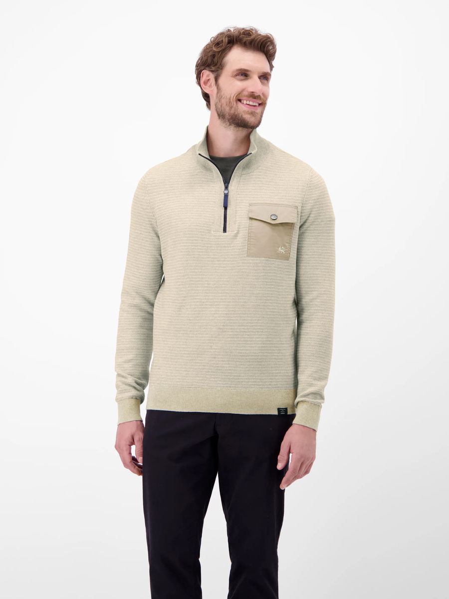 Strukturierter Strickpullover mit halbem Reißverschluss