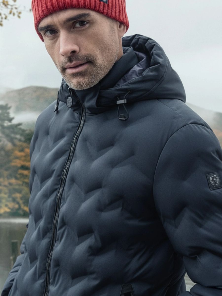 Gesteppte Herren Puffer Jacke mit Kapuze