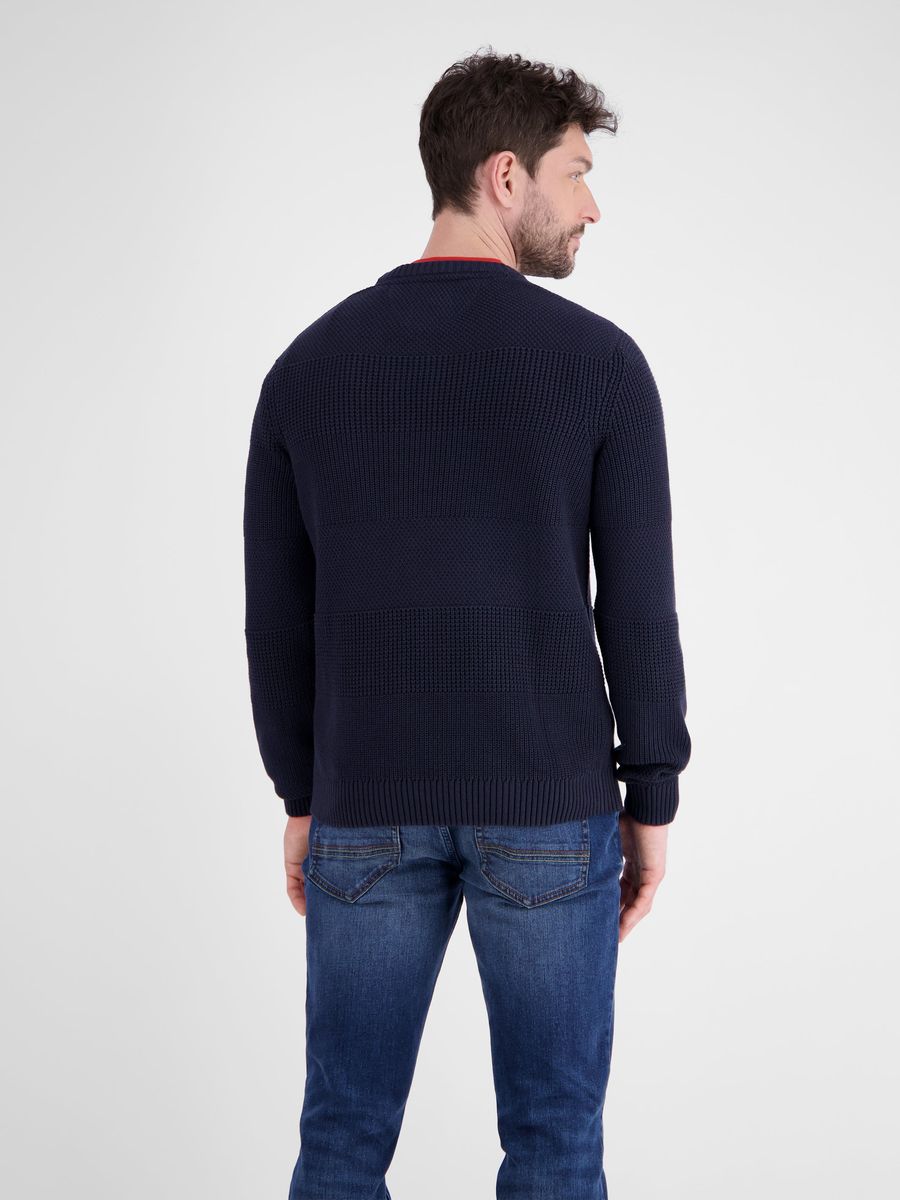 Strukturierter Baumwoll-Strickpullover mit Rundhalsausschnitt