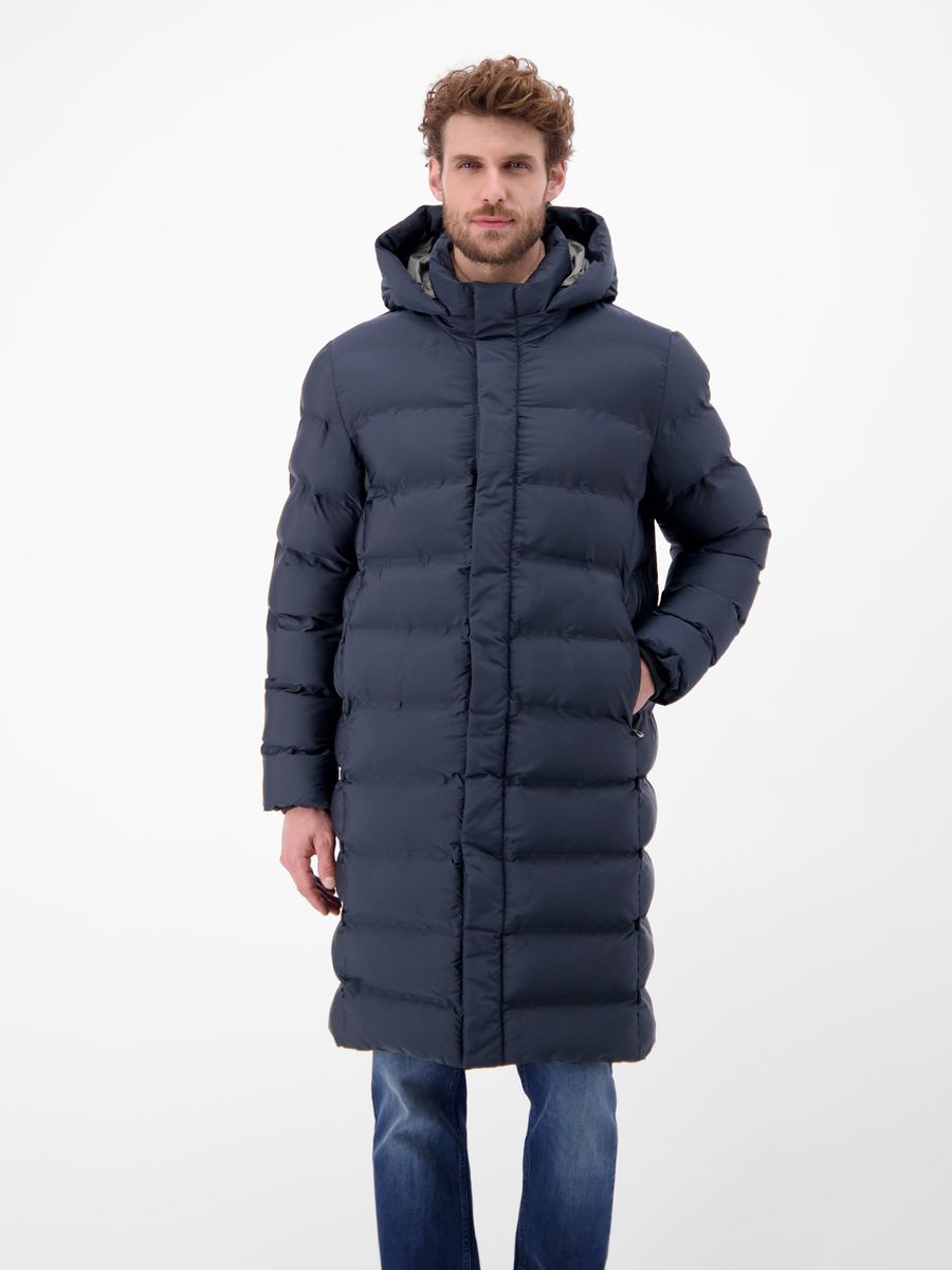 Langer Steppparka mit Kapuze