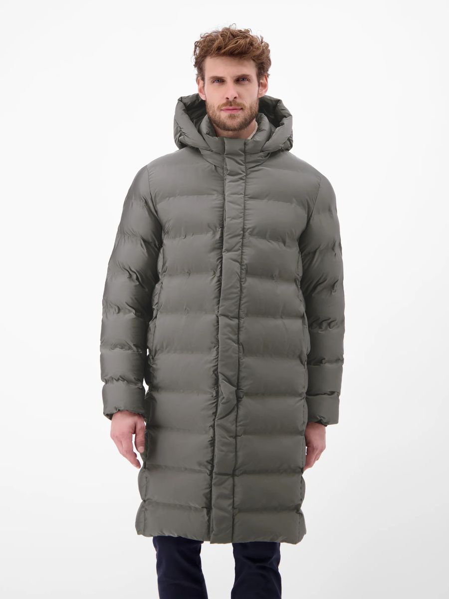Langer Steppparka mit Kapuze