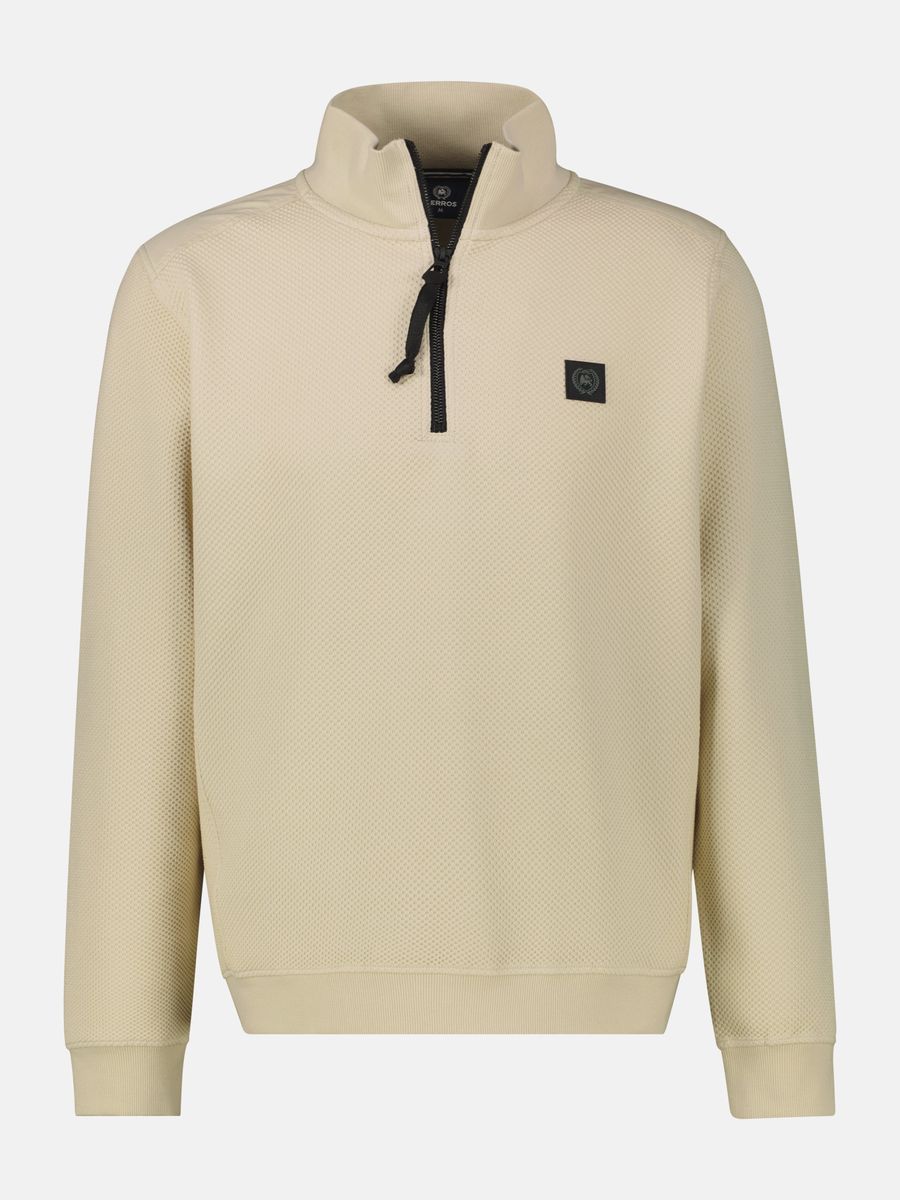 Strukturierter Troyer mit Viertelreißverschluss