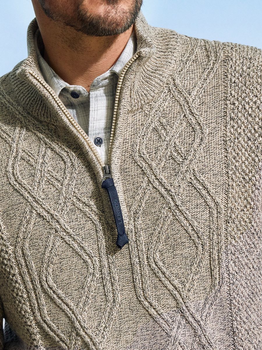 Strukturierter Strickpullover mit halbem Reißverschluss