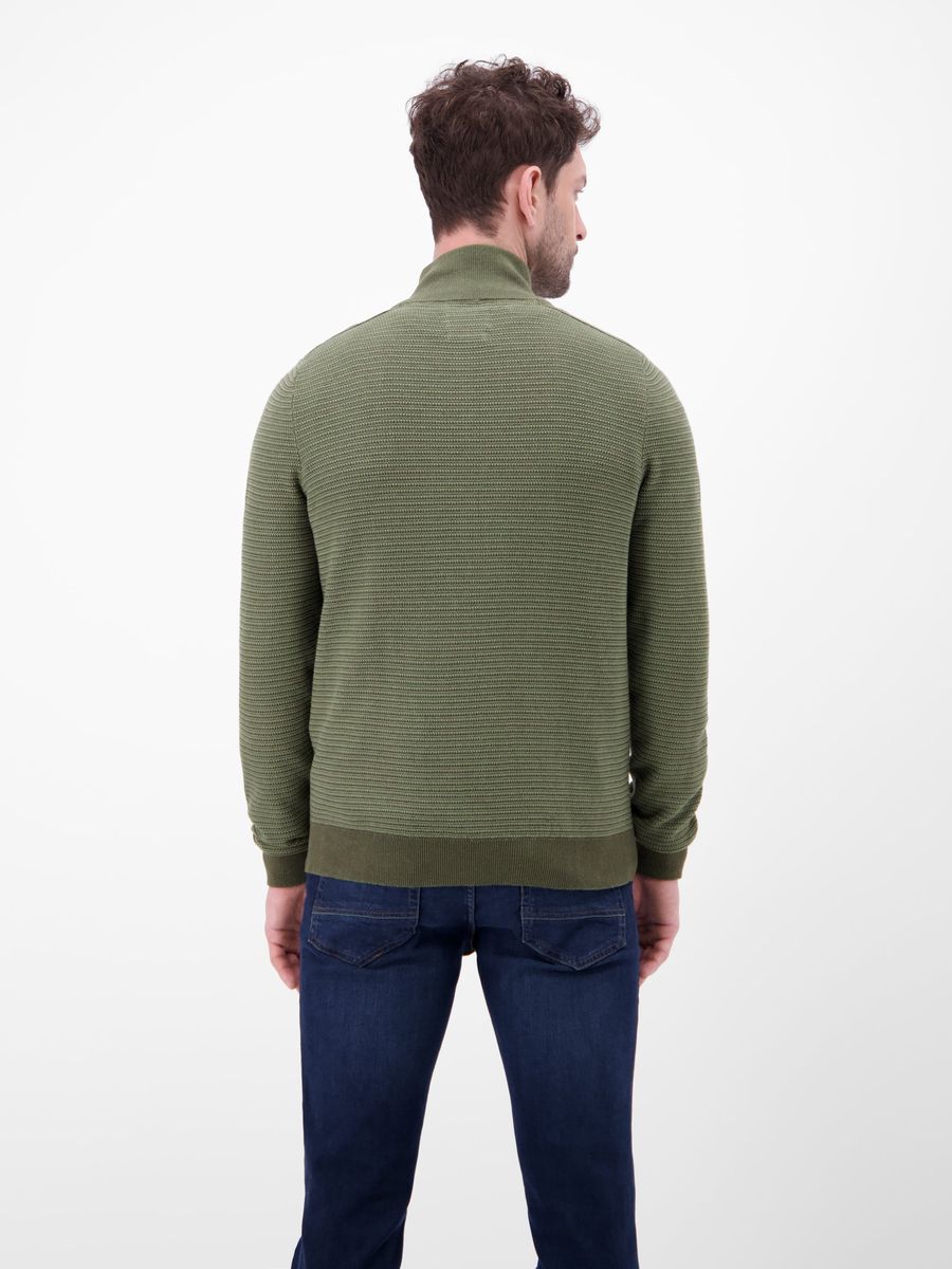 Sportliche Herren Strickjacke mit Reißverschluss in Olivgrün