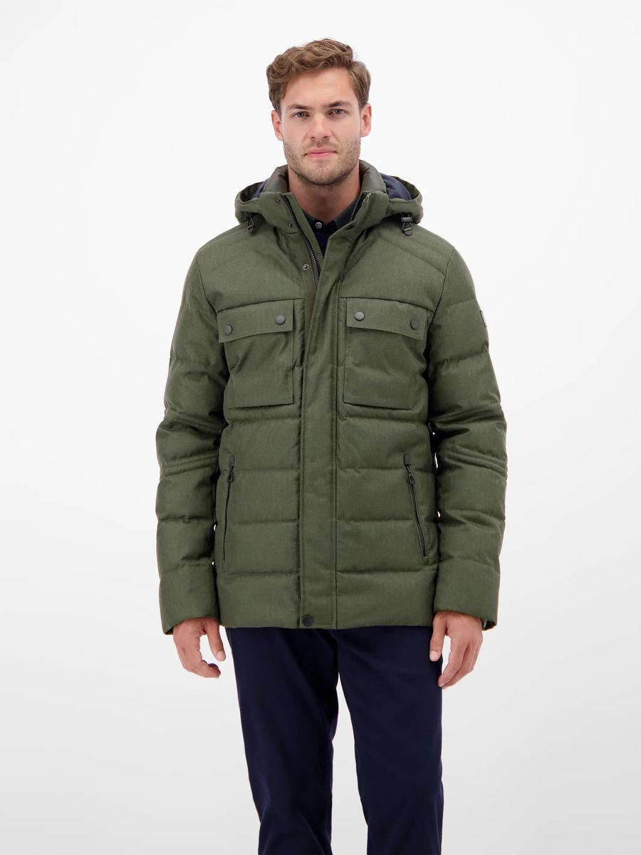 Wattierte Fieldjacket in Woll-Optik mit Kapuze