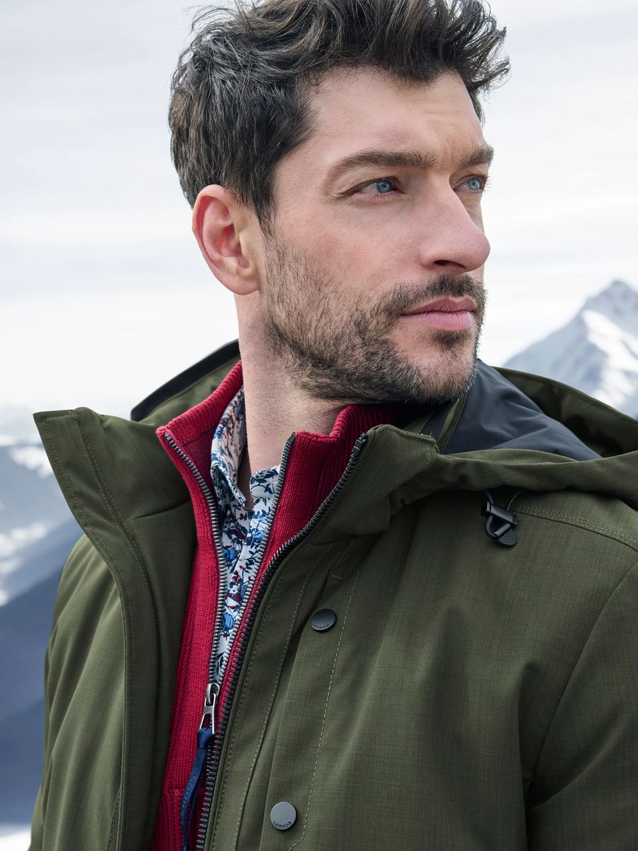 Herren Blouson Jacke mit Strukturmuster und Kapuze