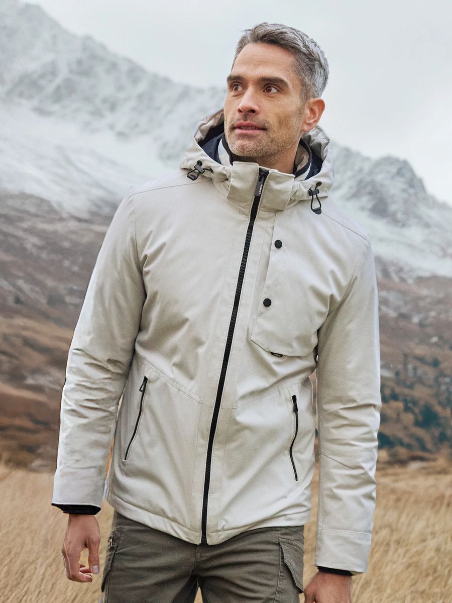 Herren Blouson Jacke mit Strukturmuster und Kapuze