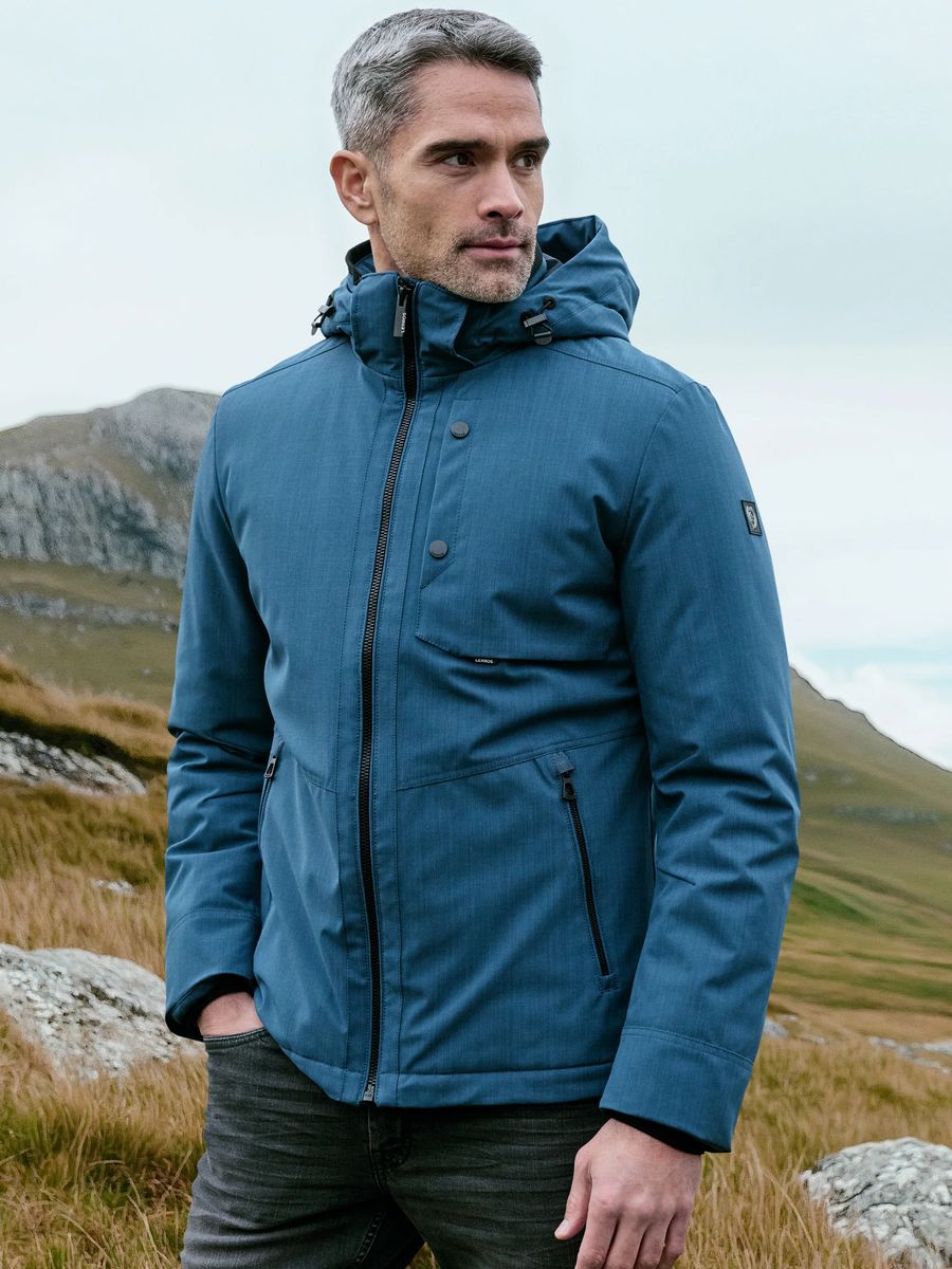 Herren Blouson Jacke mit Strukturmuster und Kapuze
