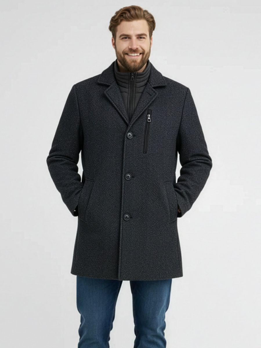 Herren Wollmantel mit Westeneinsatz