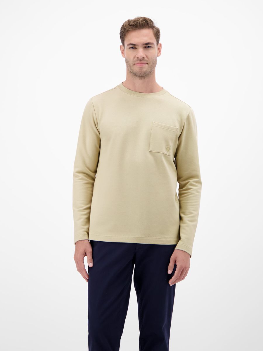 Texturiertes Langarm-Sweatshirt mit Rundhalsausschnitt