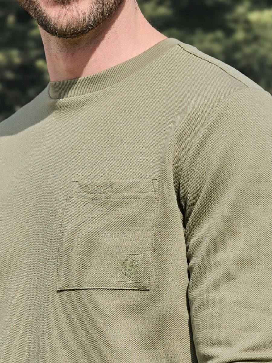 Texturiertes Langarm-Sweatshirt mit Rundhalsausschnitt