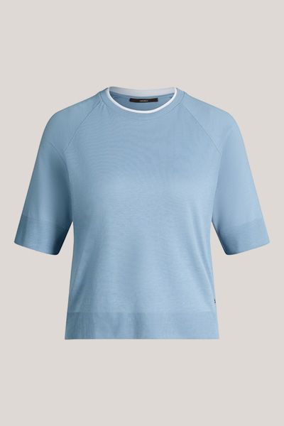 Hellblaues T-Shirt aus Lyocell-Baumwoll-Mischung mit Raglanärmeln