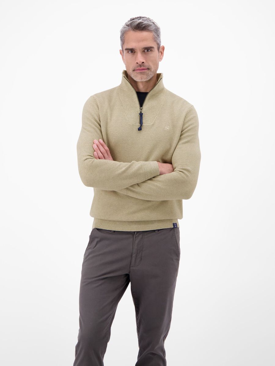 Herren Strickpullover mit Twist-Struktur und Reißverschluss