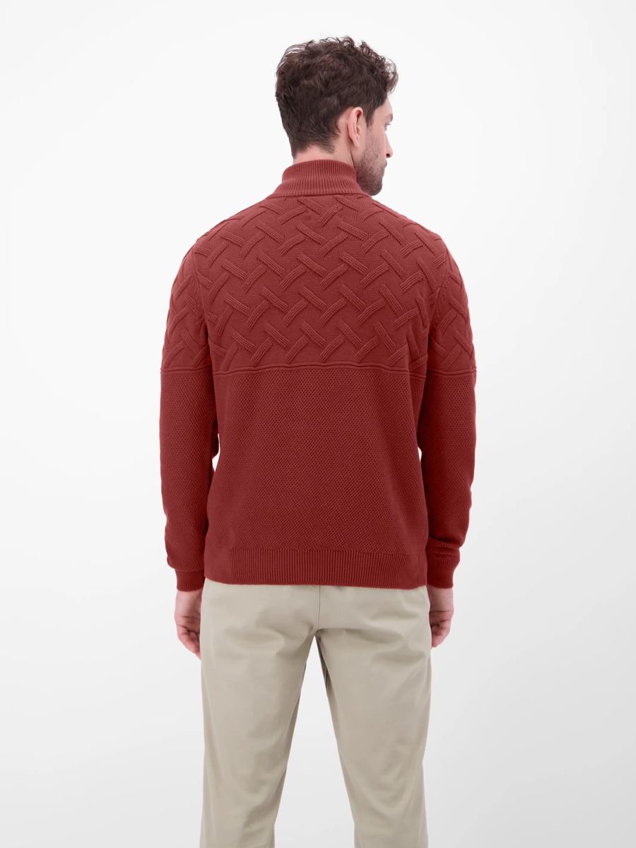 Strukturierter Troyer-Pullover mit kurzem Reißverschluss