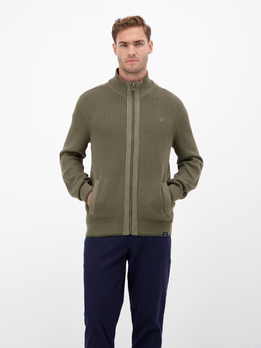 Lässige Strickjacke mit Reißverschluss und Rippenmuster