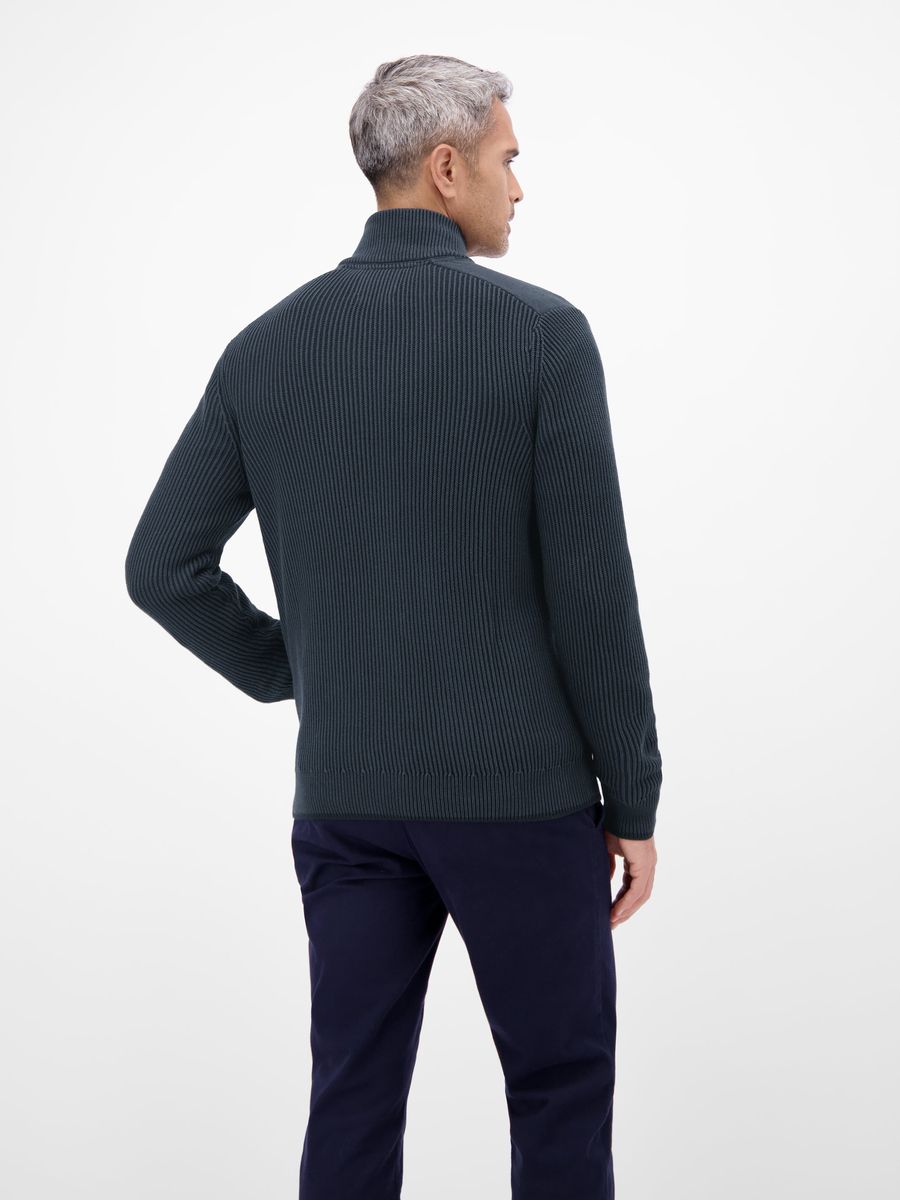 Lässige Strickjacke mit Reißverschluss und Rippenmuster