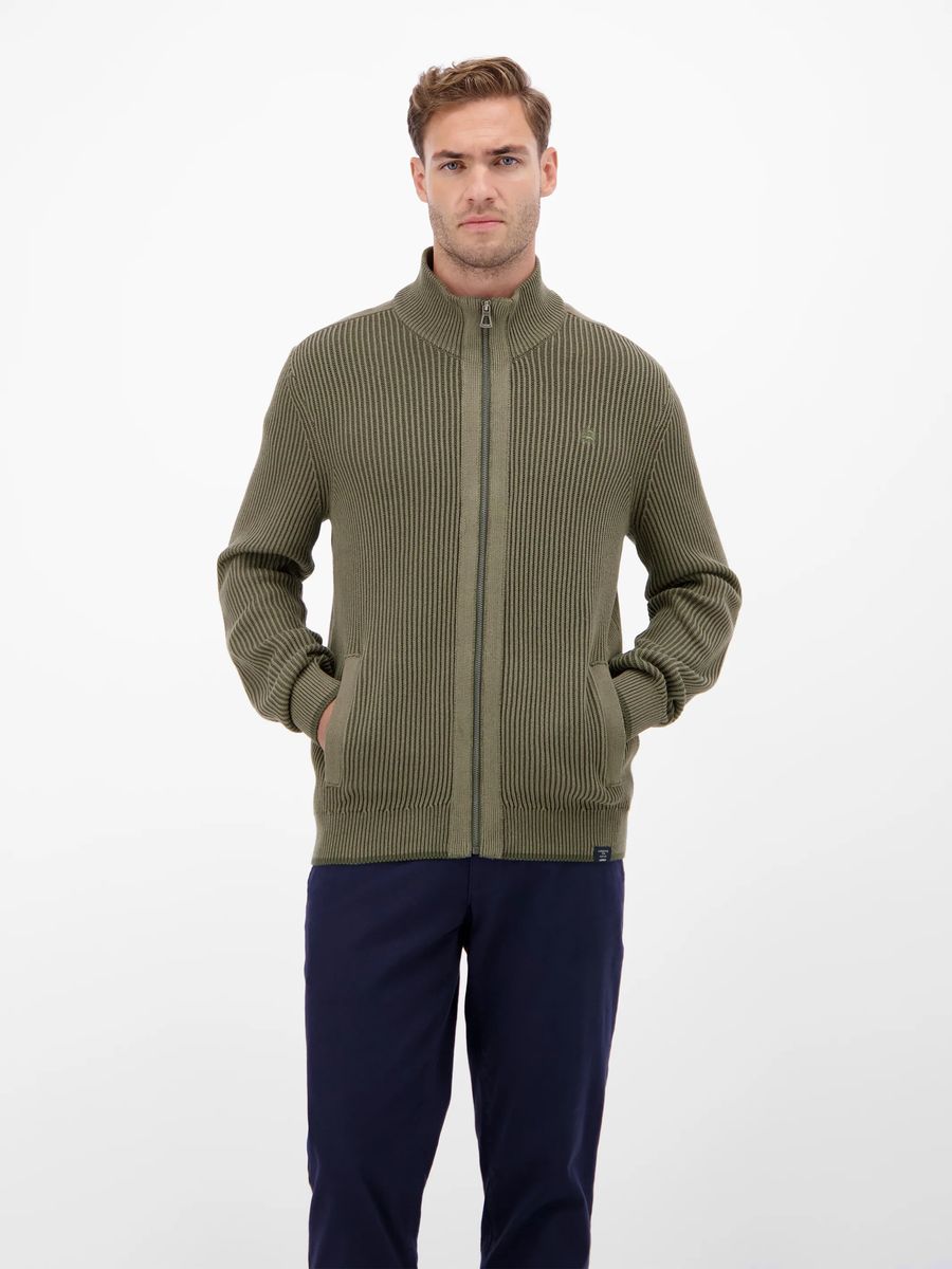Lässige Strickjacke mit Reißverschluss und Rippenmuster