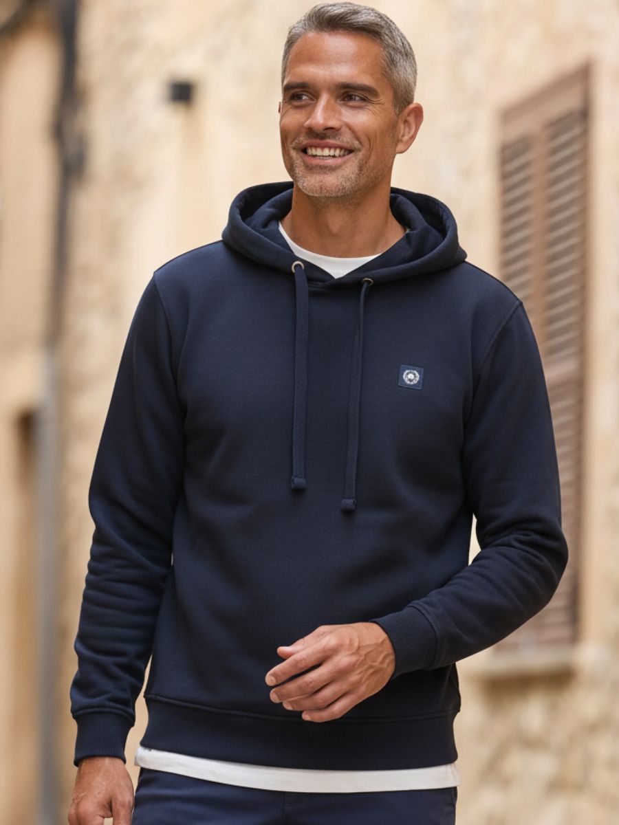 Lässiger grauer Baumwoll-Mischgewebe-Hoodie