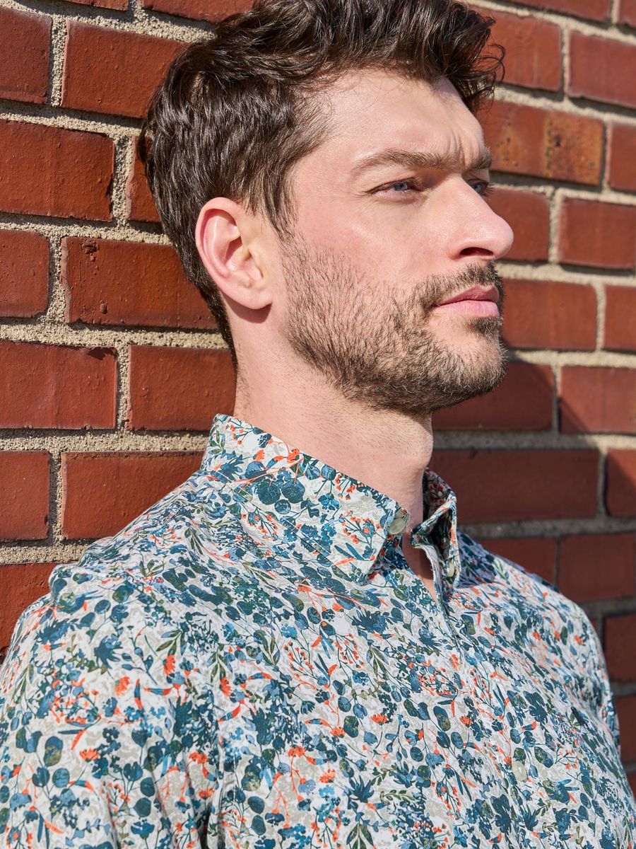 Langarmhemd mit floralem Alloverprint