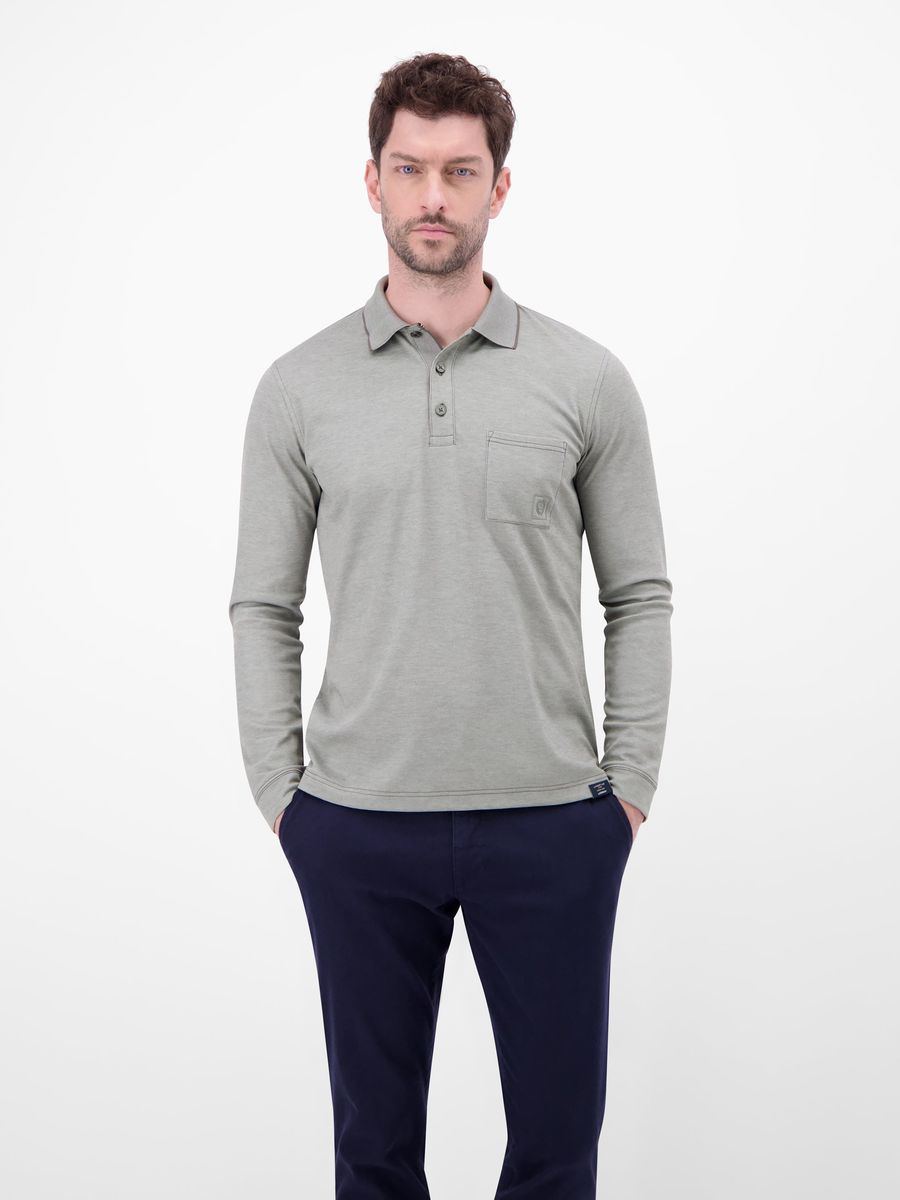 Langarm Poloshirt aus Baumwollmischung