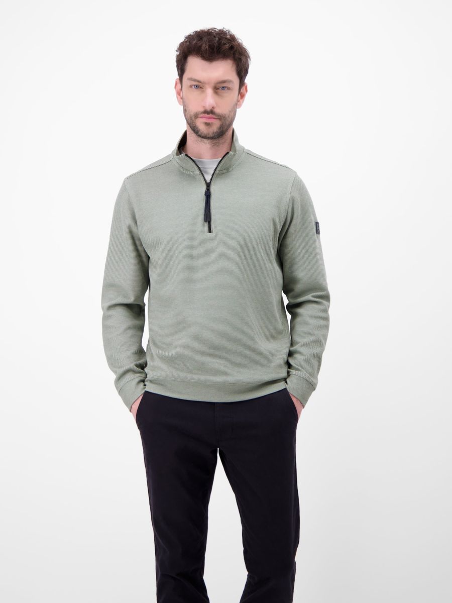 Klassischer Baumwollmix Troyer mit Halbreißverschluss