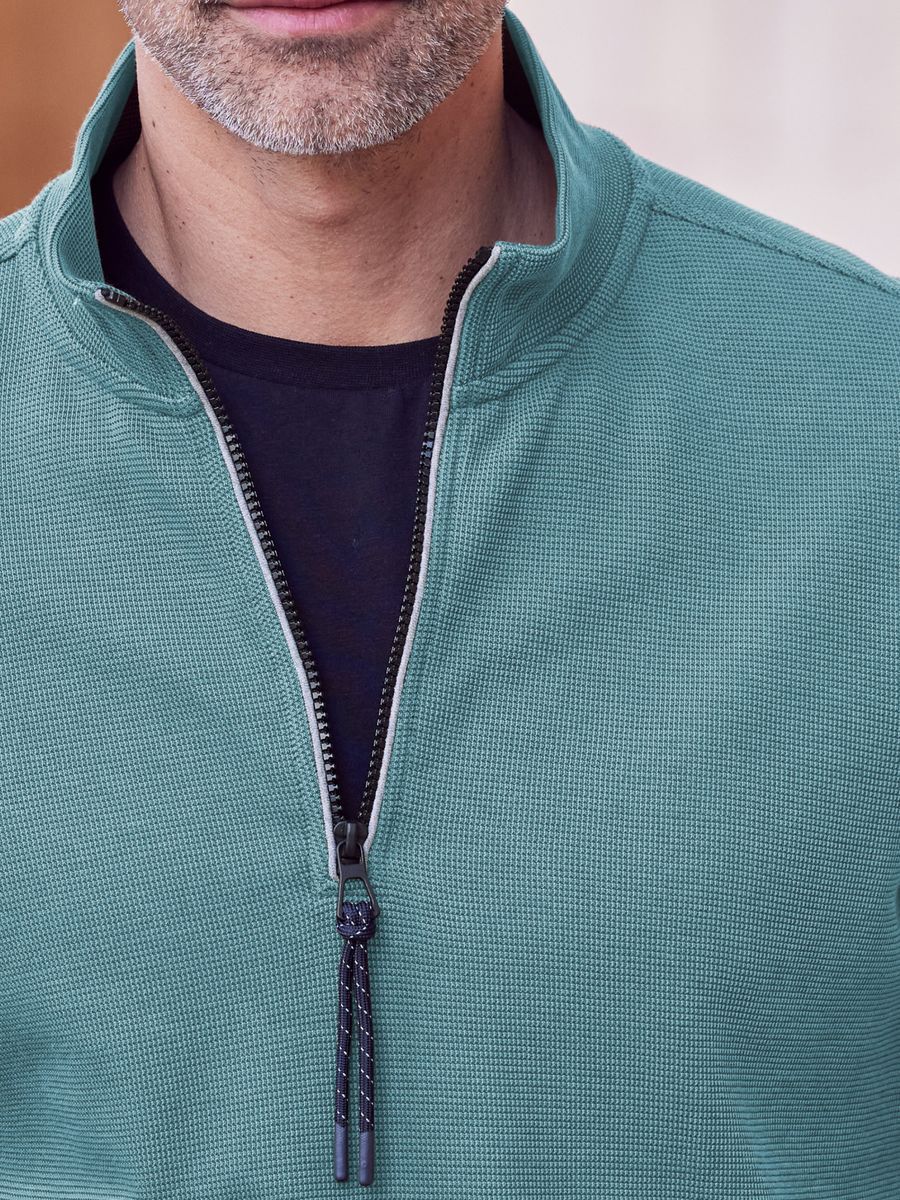 Klassischer Baumwollmix Troyer mit Halbreißverschluss