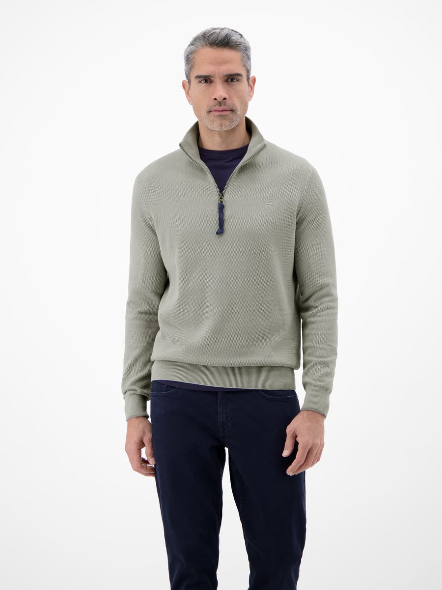 Strukturierter Baumwoll-Troyer mit Reißverschluss