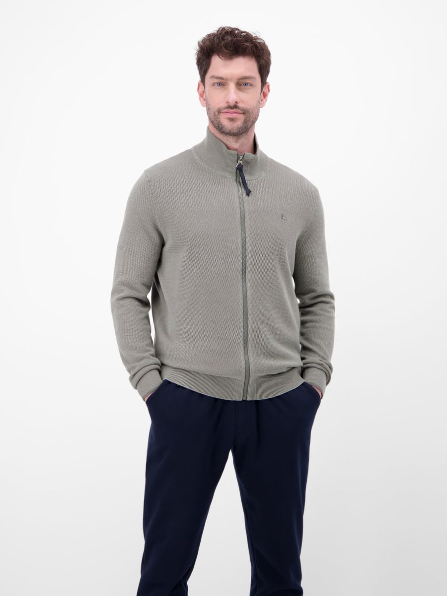 Zweifarbige Strickjacke mit Reißverschluss