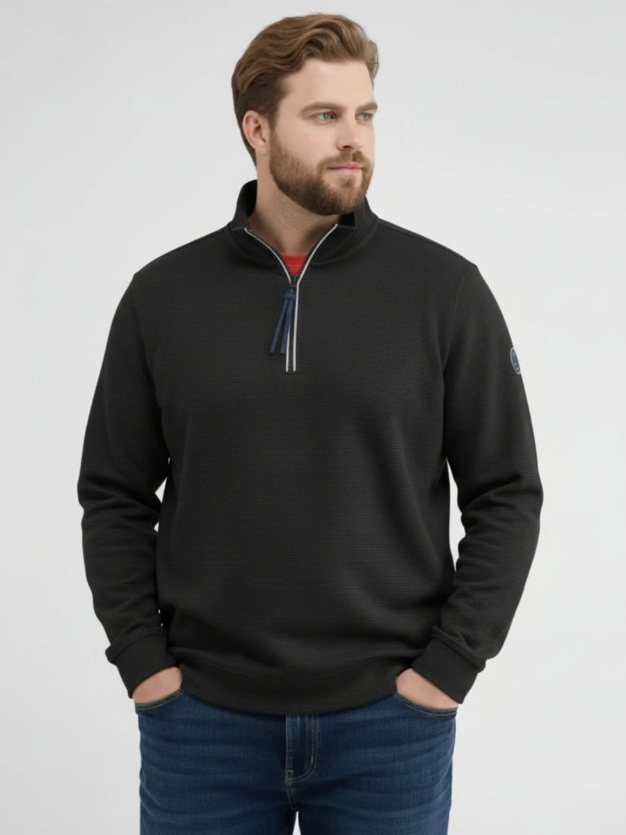 Strukturierter Strick Half-Zip Pullover