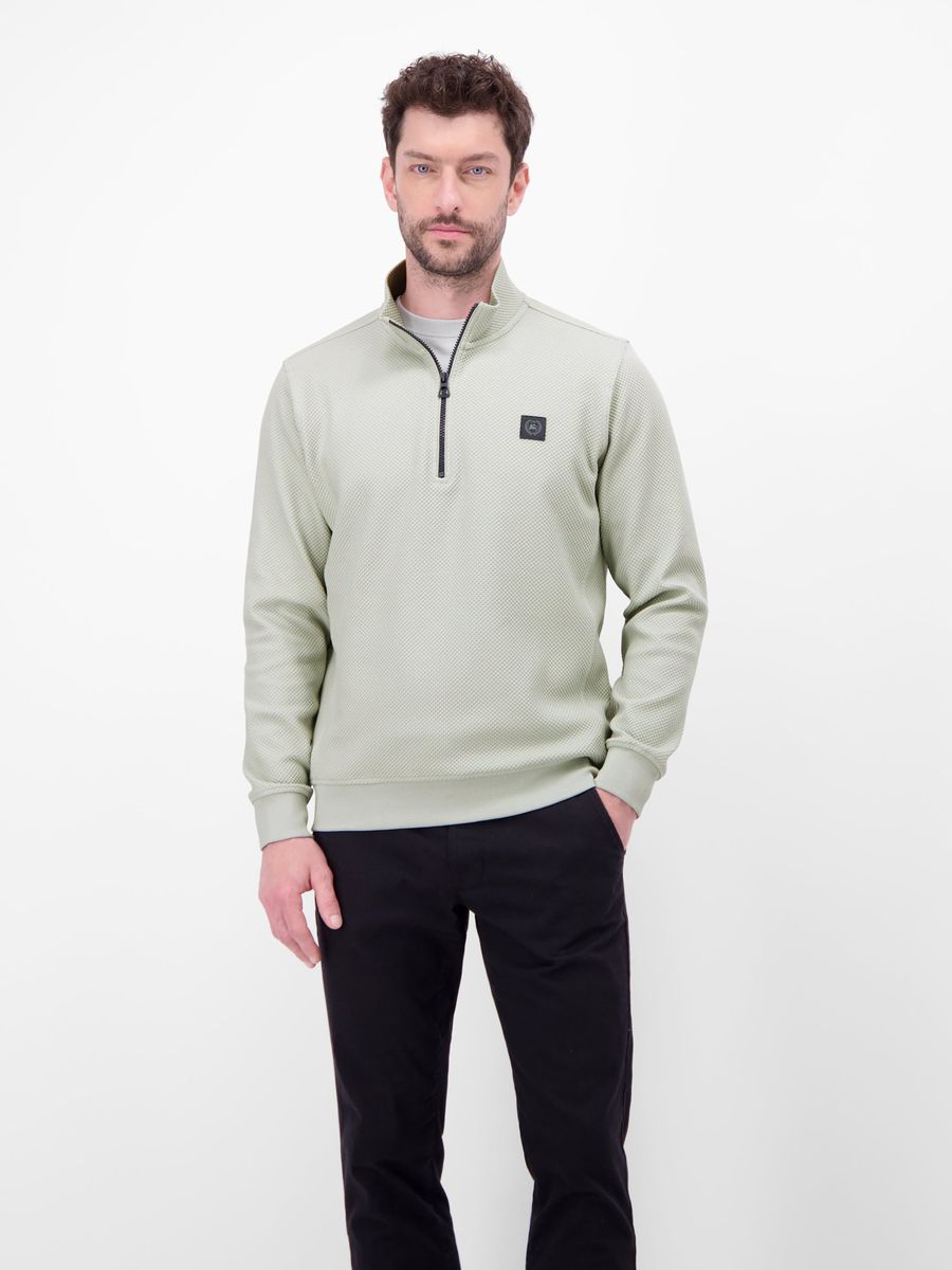 Strukturierter Troyer mit Viertelreißverschluss