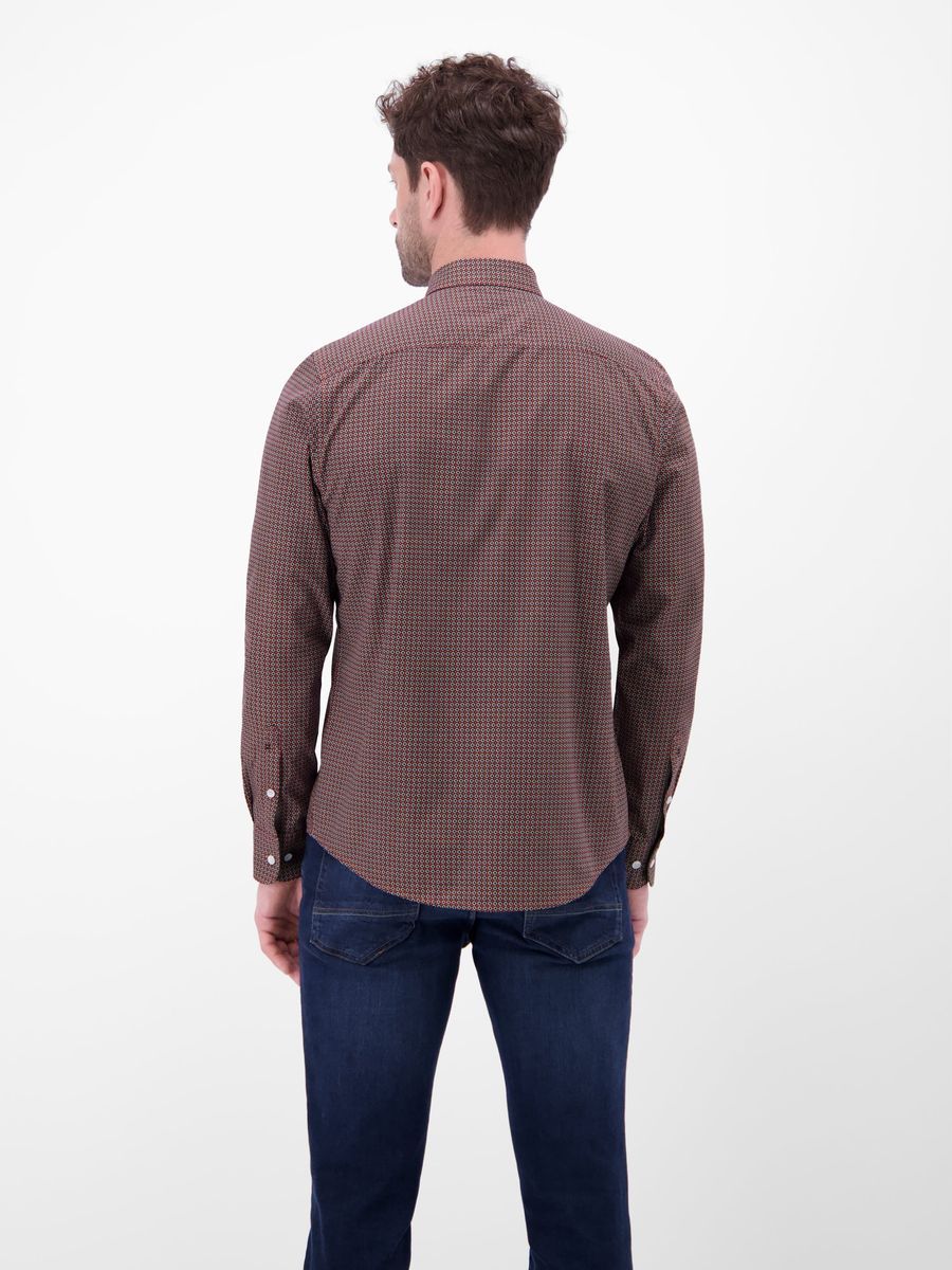 Gemustertes Langarm-Baumwollhemd