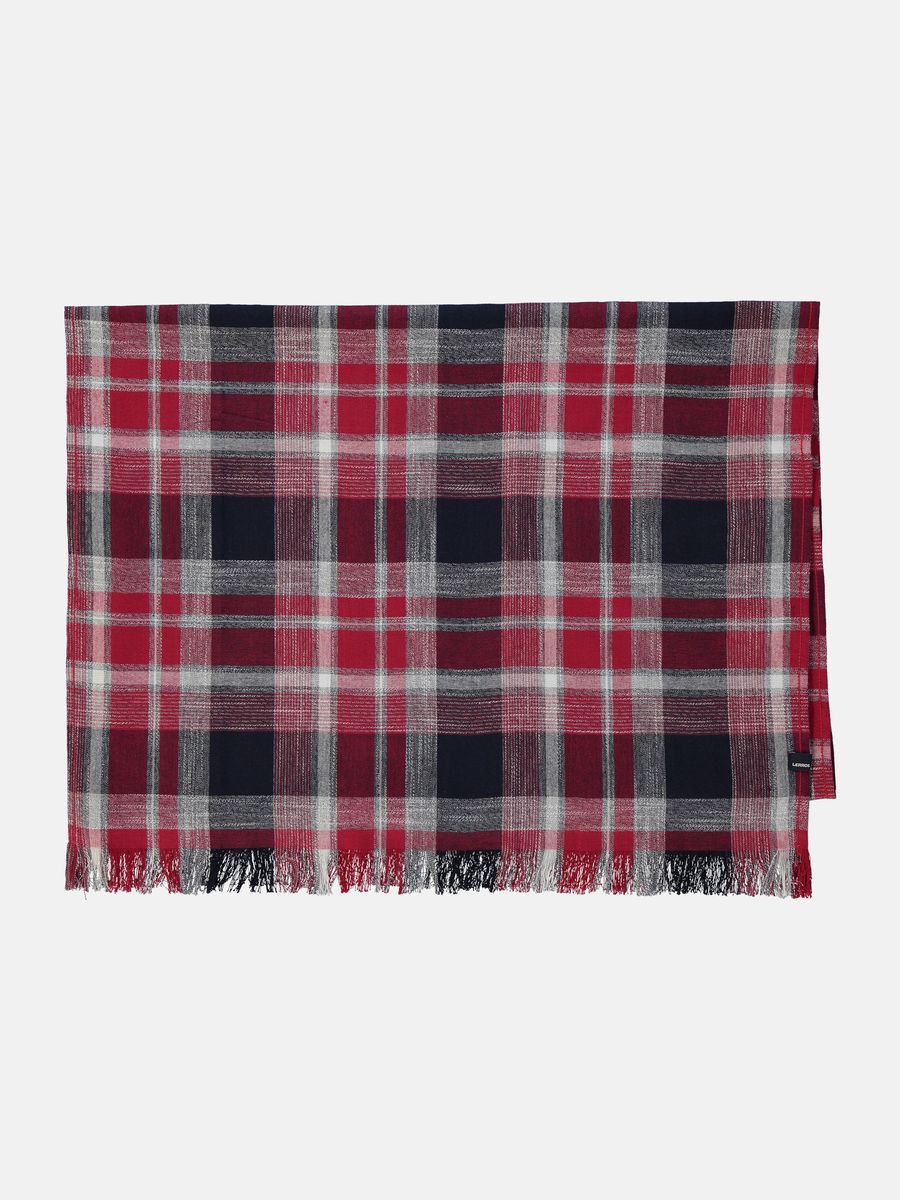 Karierter Baumwollschal mit Fransen