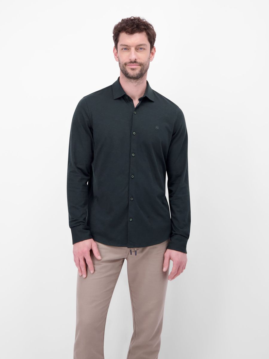 Klassisches marineblaues Jersey Langarmhemd