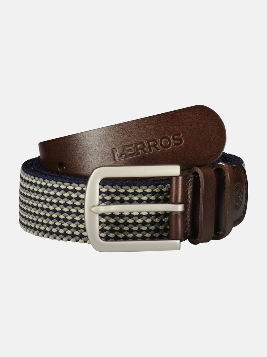 Elastischer geflochtener Gürtel mit Lederakzenten