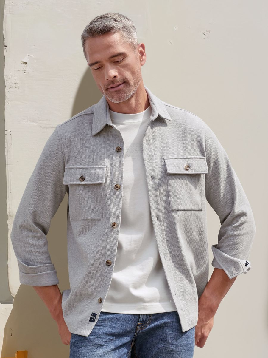 Strick-Hemdjacke mit Knopfleiste