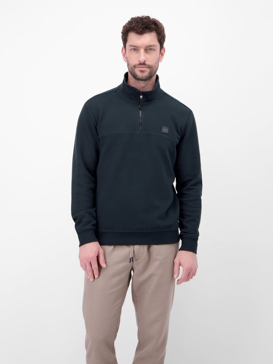 Troyer Sweatshirt aus Waffel-Baumwollmischung