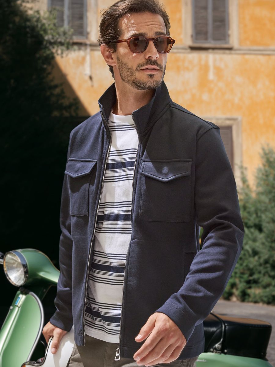 Marineblaue Sweatshirtjacke mit Reißverschluss