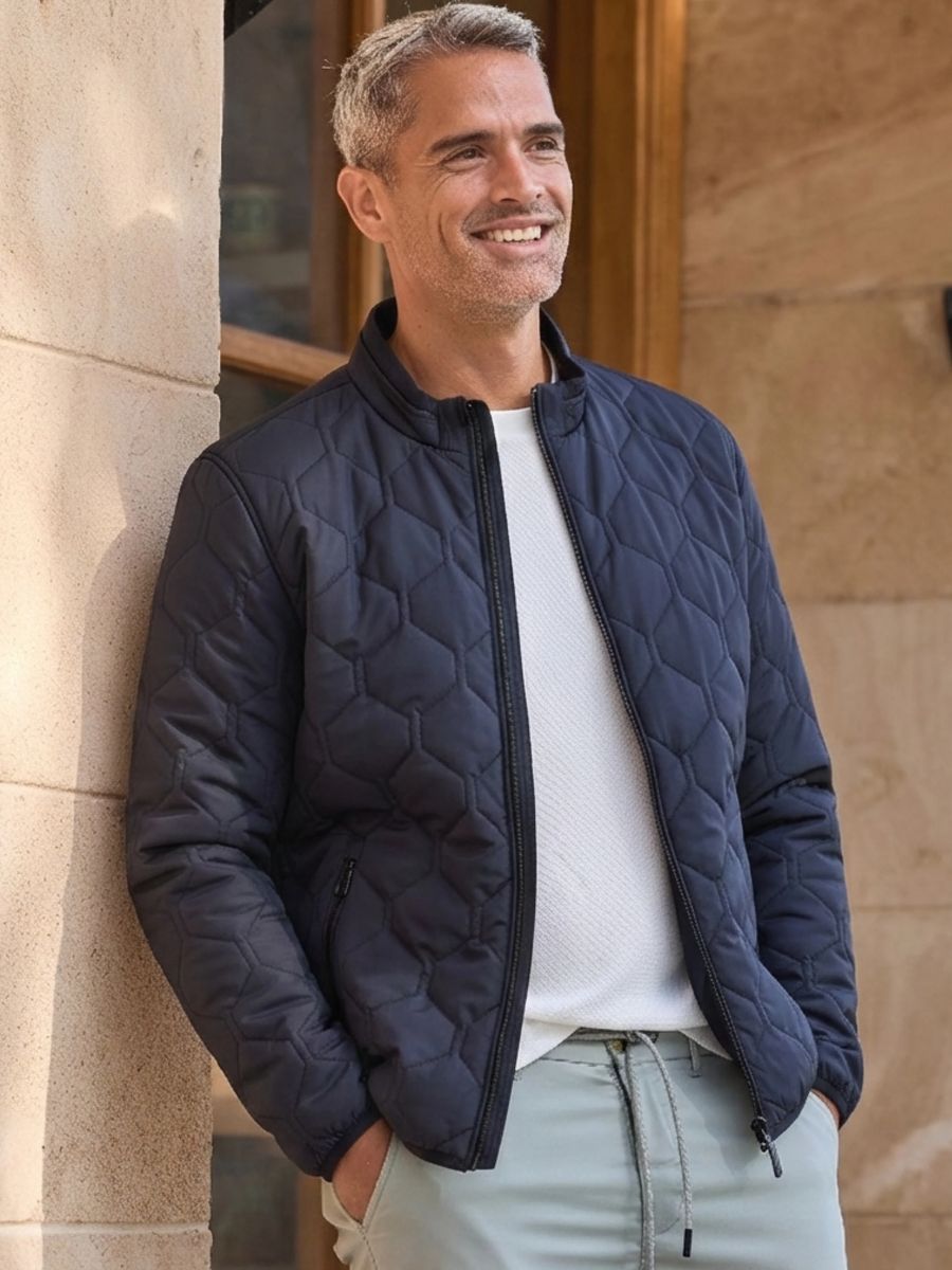 Gesteppte Jacke mit Wabenmuster und Reißverschluss