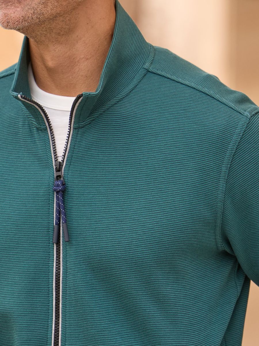 Strukturierte Reißverschlussjacke aus Baumwollmischung