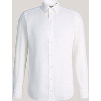 Lardini Lapo Leinenhemd in Weiß Klassische Passform Lange Ärmel