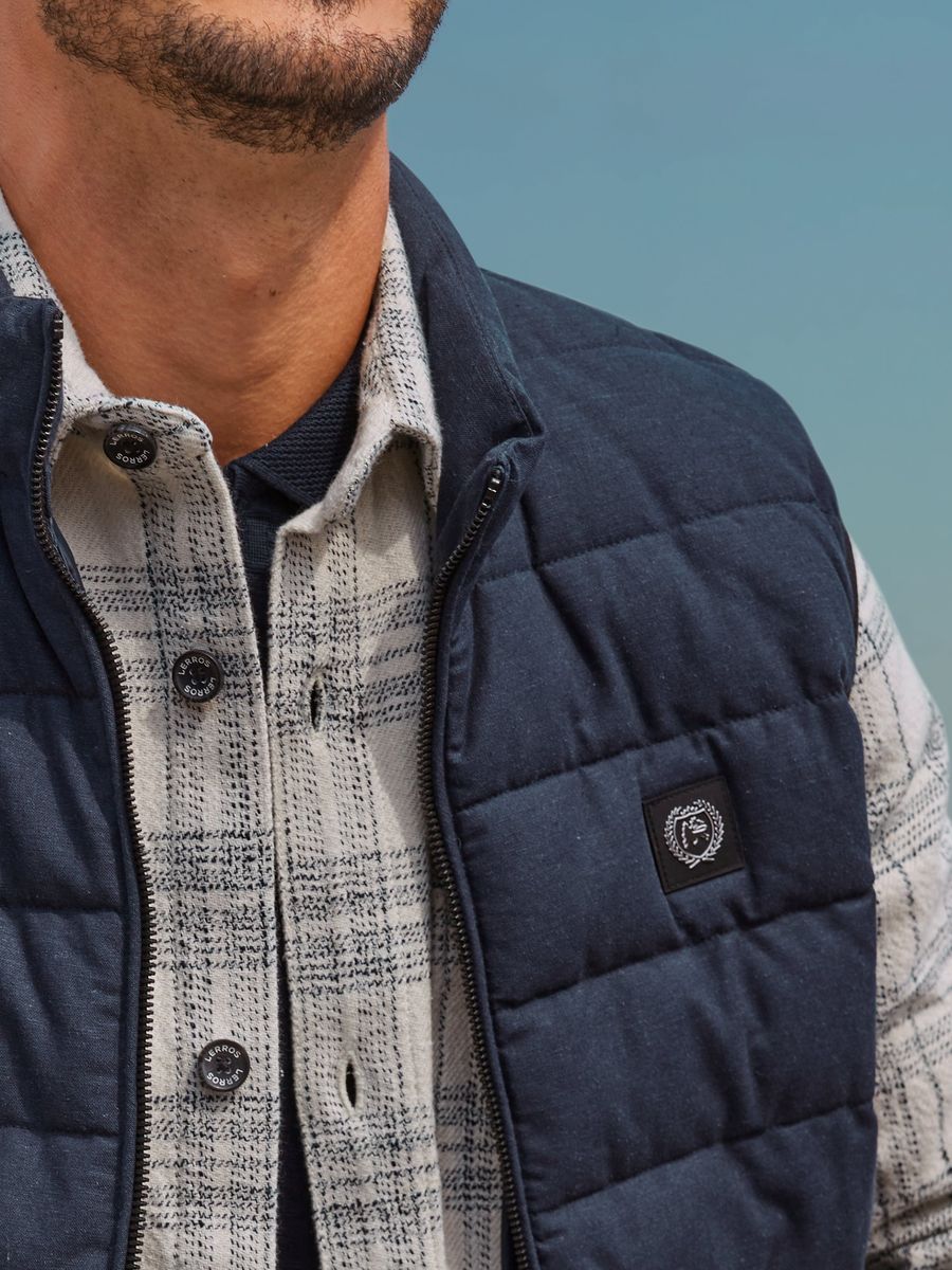 Gefütterte Steppweste aus Baumwolle und Leinen