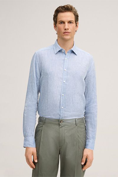 Tom Tailor Leinenhemd Lapo Blau Langarm Casual