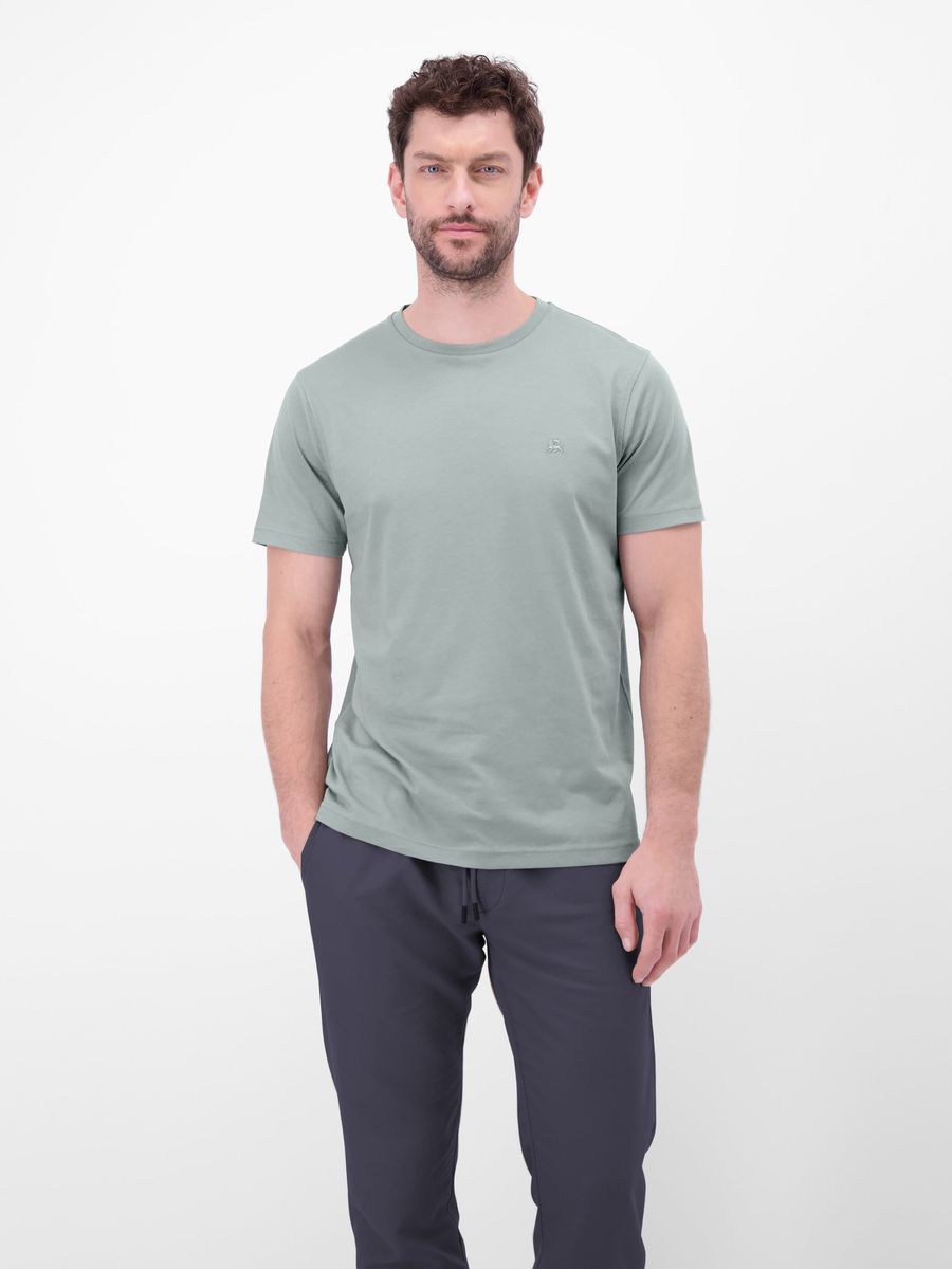 T-Shirt im Serafino-Style aus Baumwolle - Storm Grey