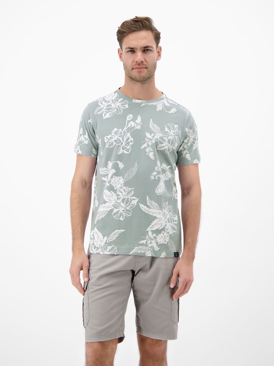 T-Shirt mit Blumenmuster und Rundhalsausschnitt