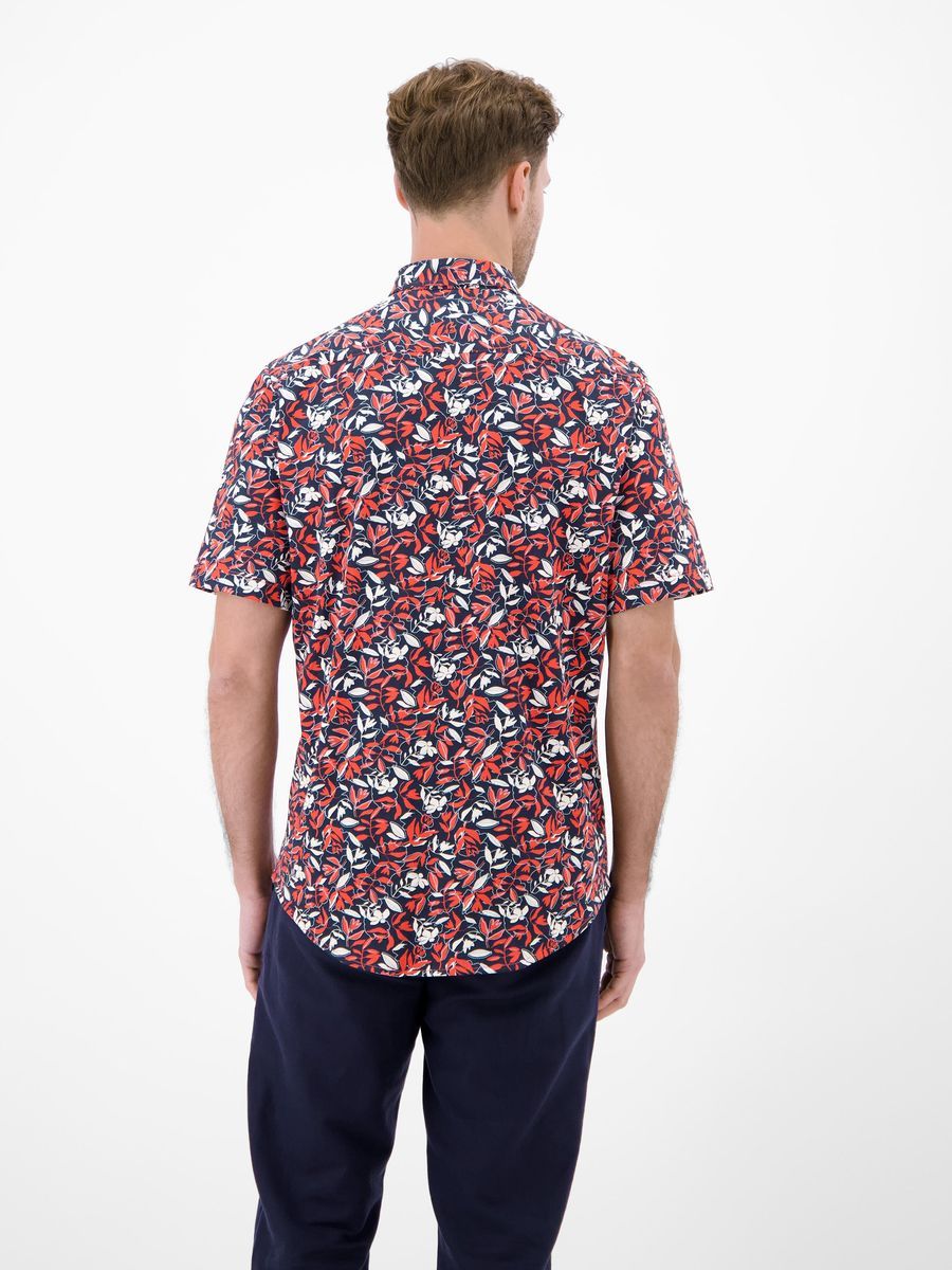 Kurzärmeliges Baumwollhemd mit Blumendruck