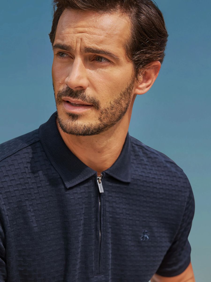 Piqué-Poloshirt mit Reißverschluss